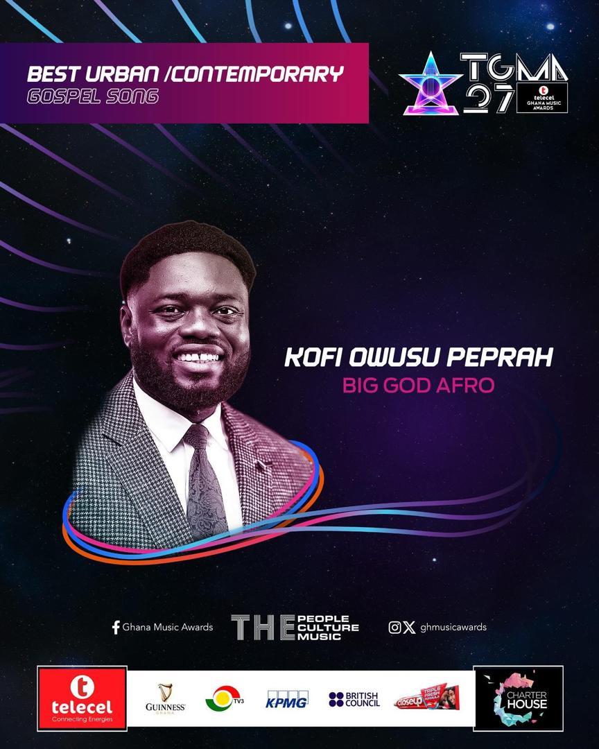 Kofi Owusu Peprah bags three nominations at the Telecel Ghana Music Awards