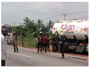 Fuel Tanker Accident Brings Traffic to a Standstill on Apam–Winneba Highway