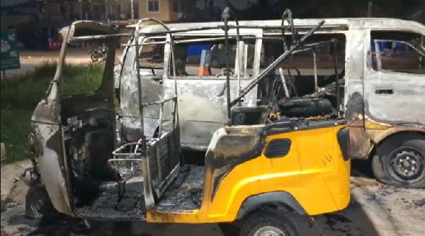 WATCH: Four Vehicles Destroyed in Early Morning Fire at Kronum GOIL Station