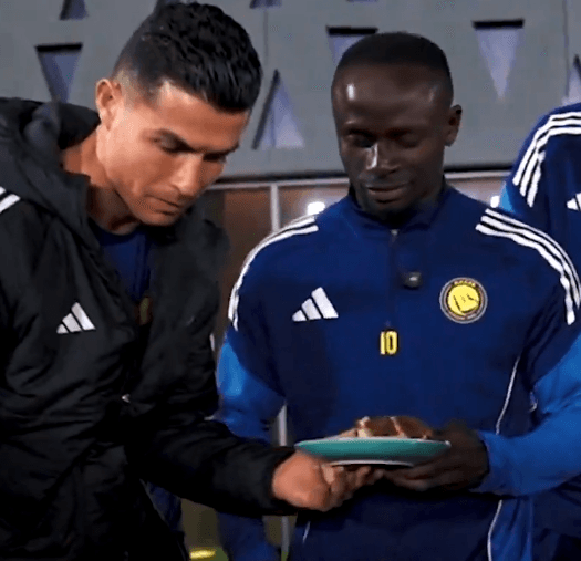 VIDEO: Cristiano Ronaldo Honours Sadio Mané With Cake After AFCON Triumph